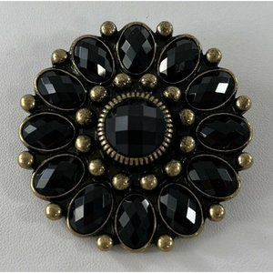 Premier Designs Jewelry Vintage Fancy Black Rhinestone Clasp Pin Brooch Pendant